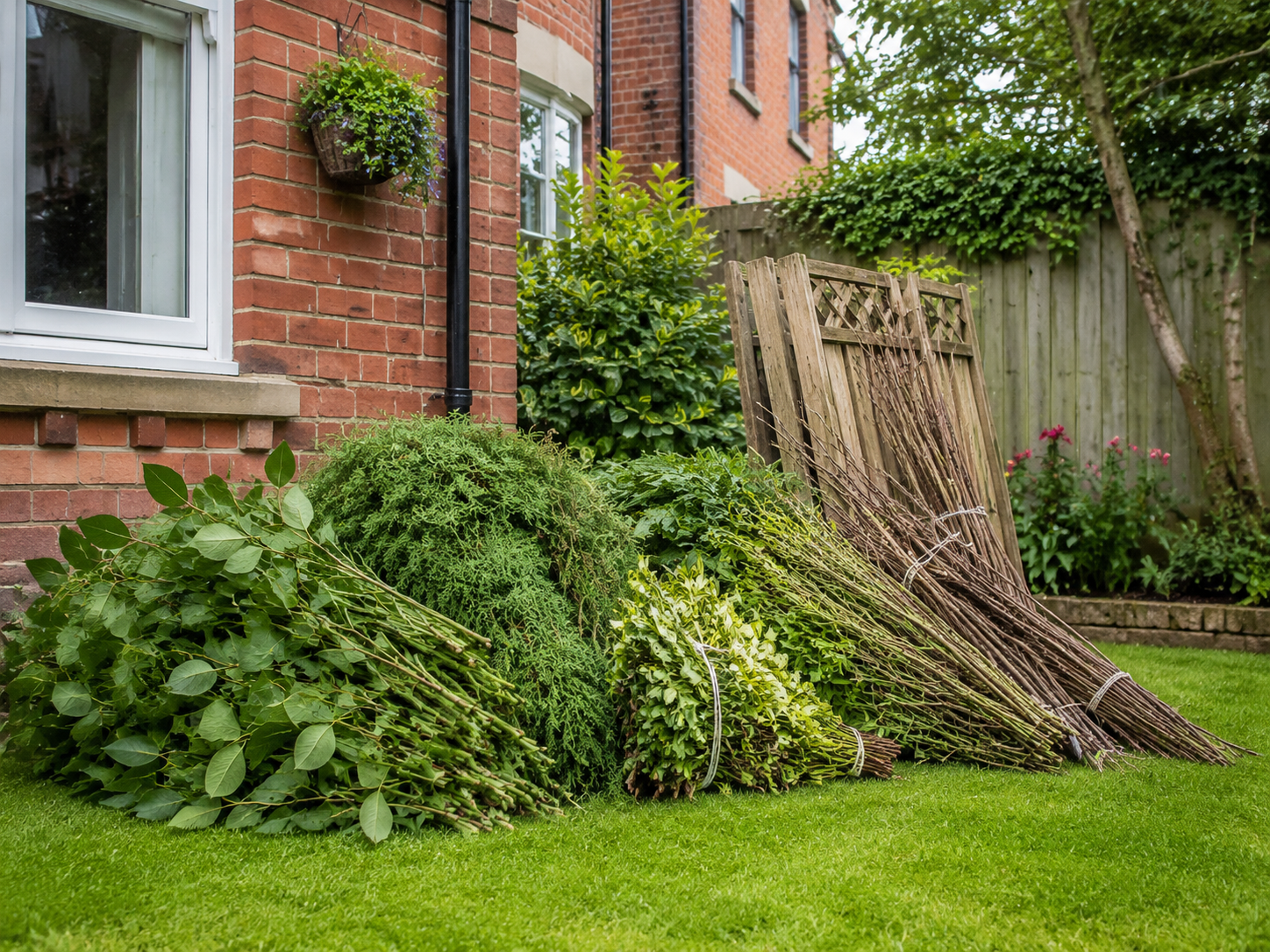 Garden waste and branches ready for collection in Blackburn