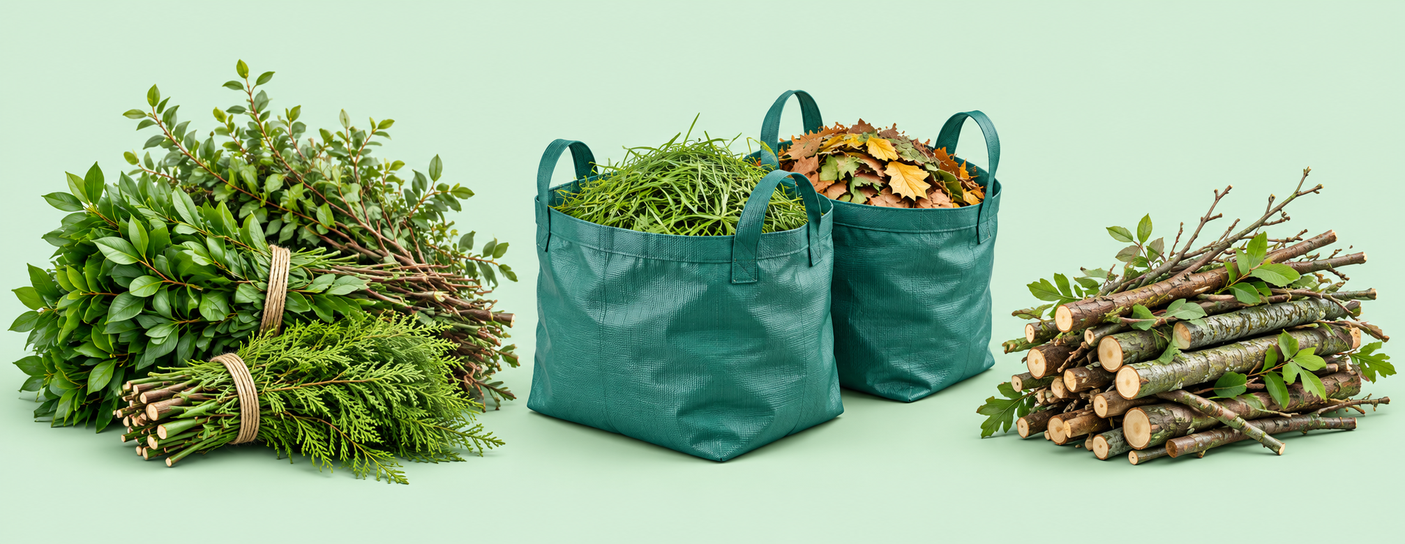 Illustration of garden cuttings bags and branches