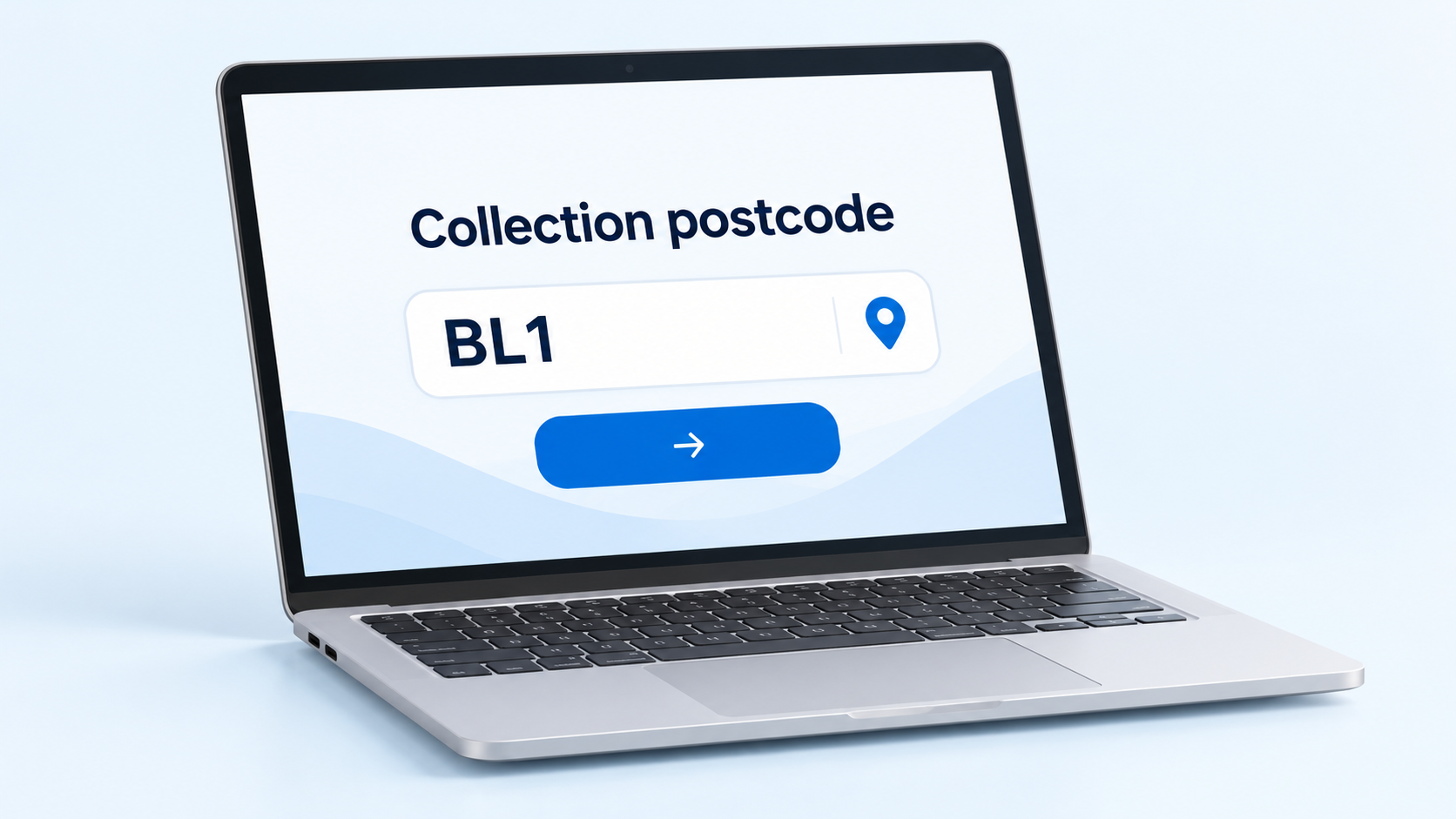 Collection postcode laptop showing BL1 for Bolton