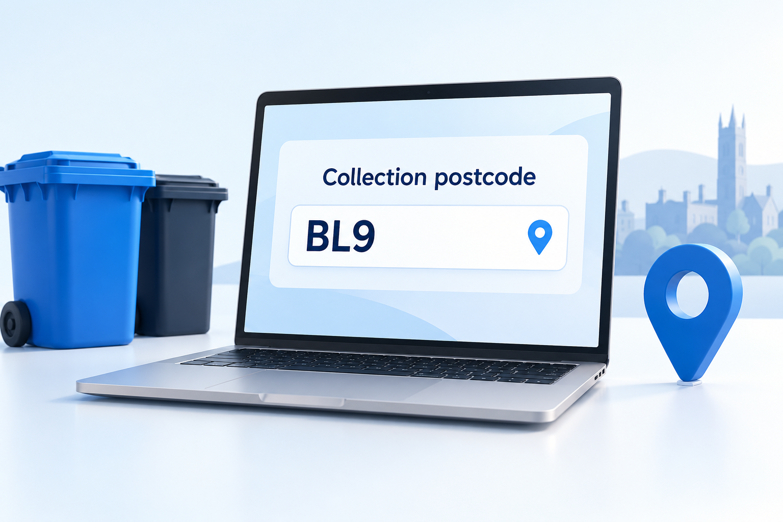 Collection postcode laptop showing BL9 for Bury
