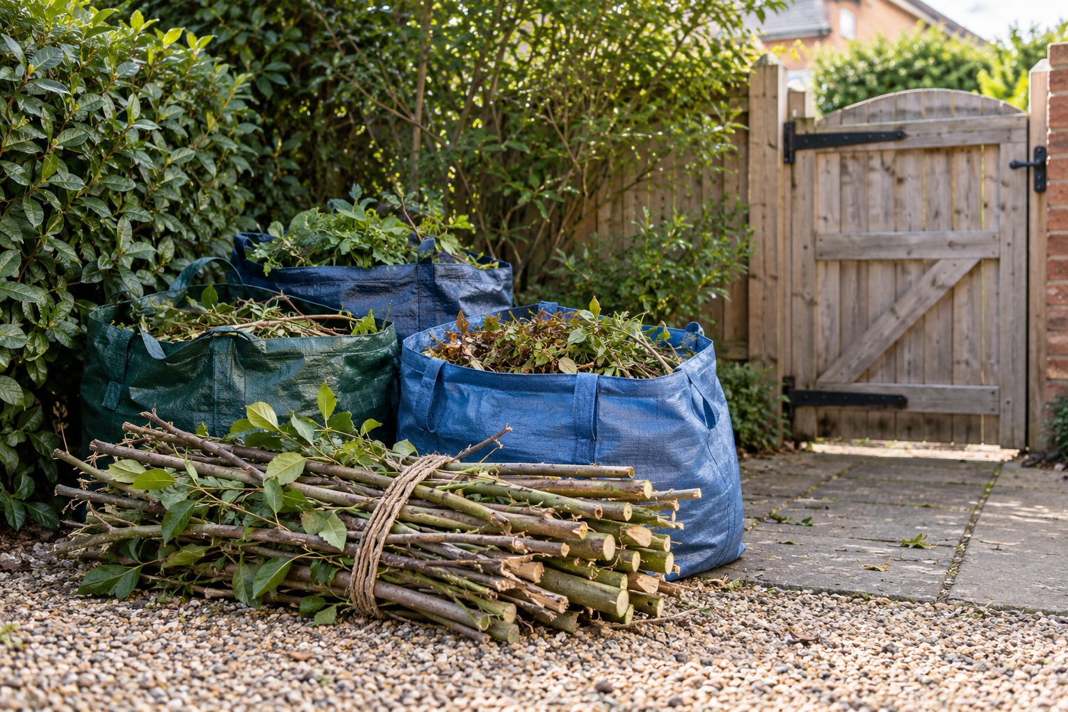 Illustrative garden cuttings gathered for a green waste collection (illustrative image)