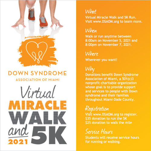 Miracle Walk & 5k Run For The Down Syndrome Association Of Miami