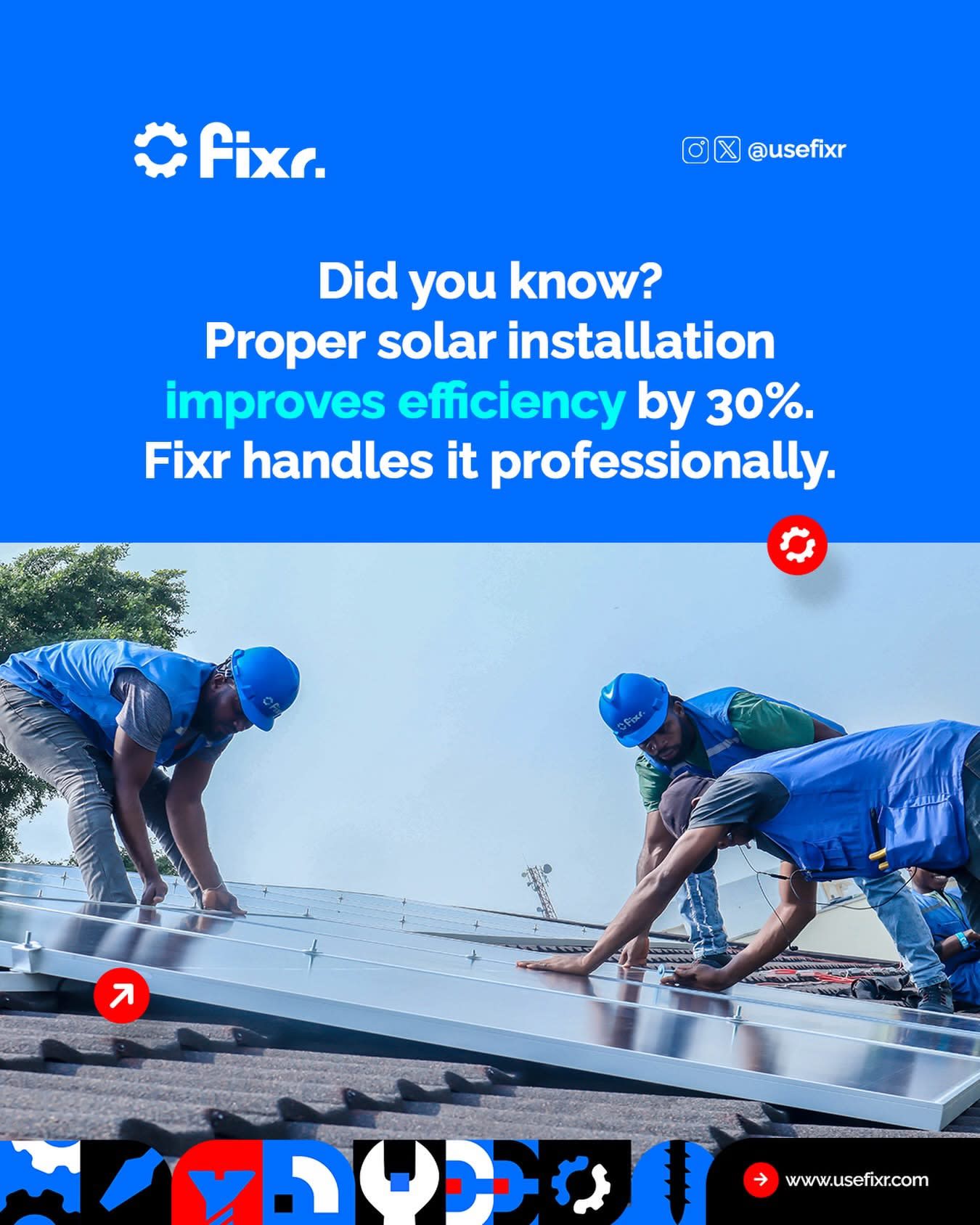 Fixr solar panel installation on a residential roof