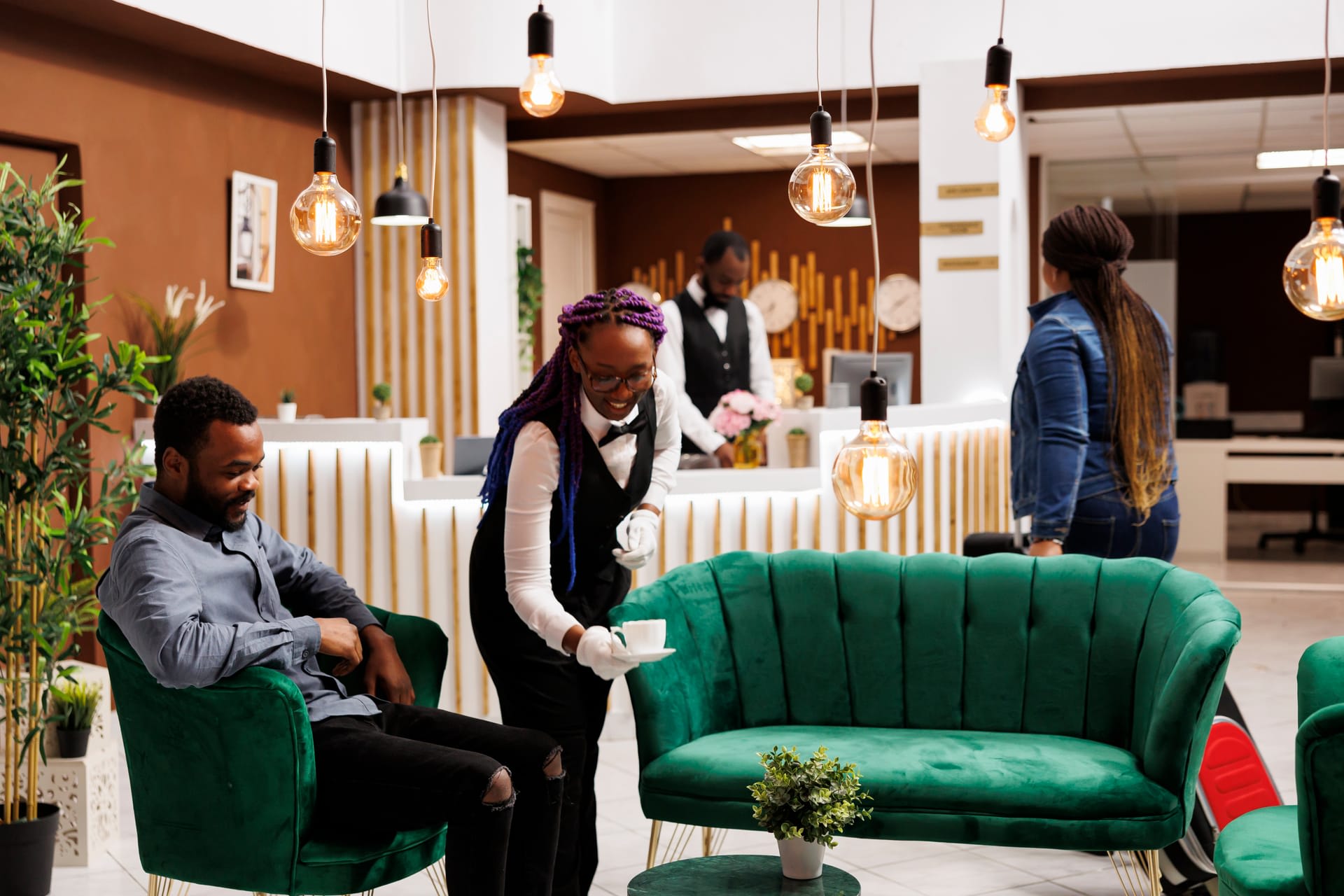 Guest service in a boutique café setting