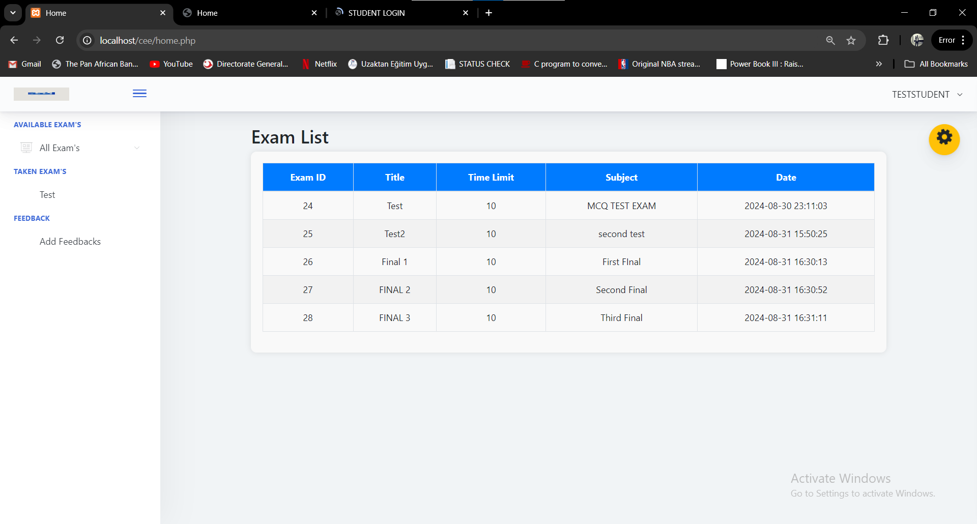 Web-based-Exam-System