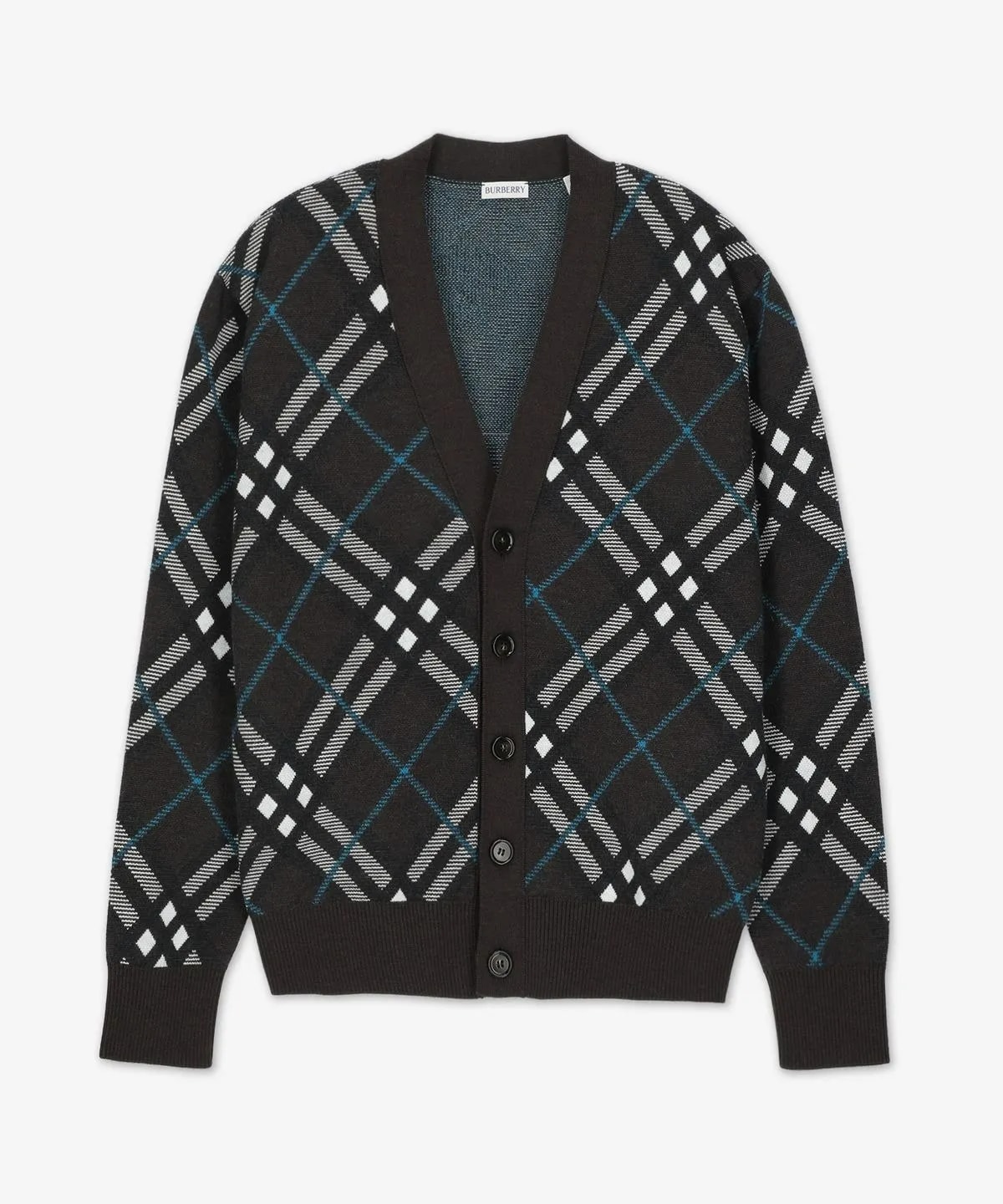 Светр Burberry check-print V-neck Cardigan — фото 3