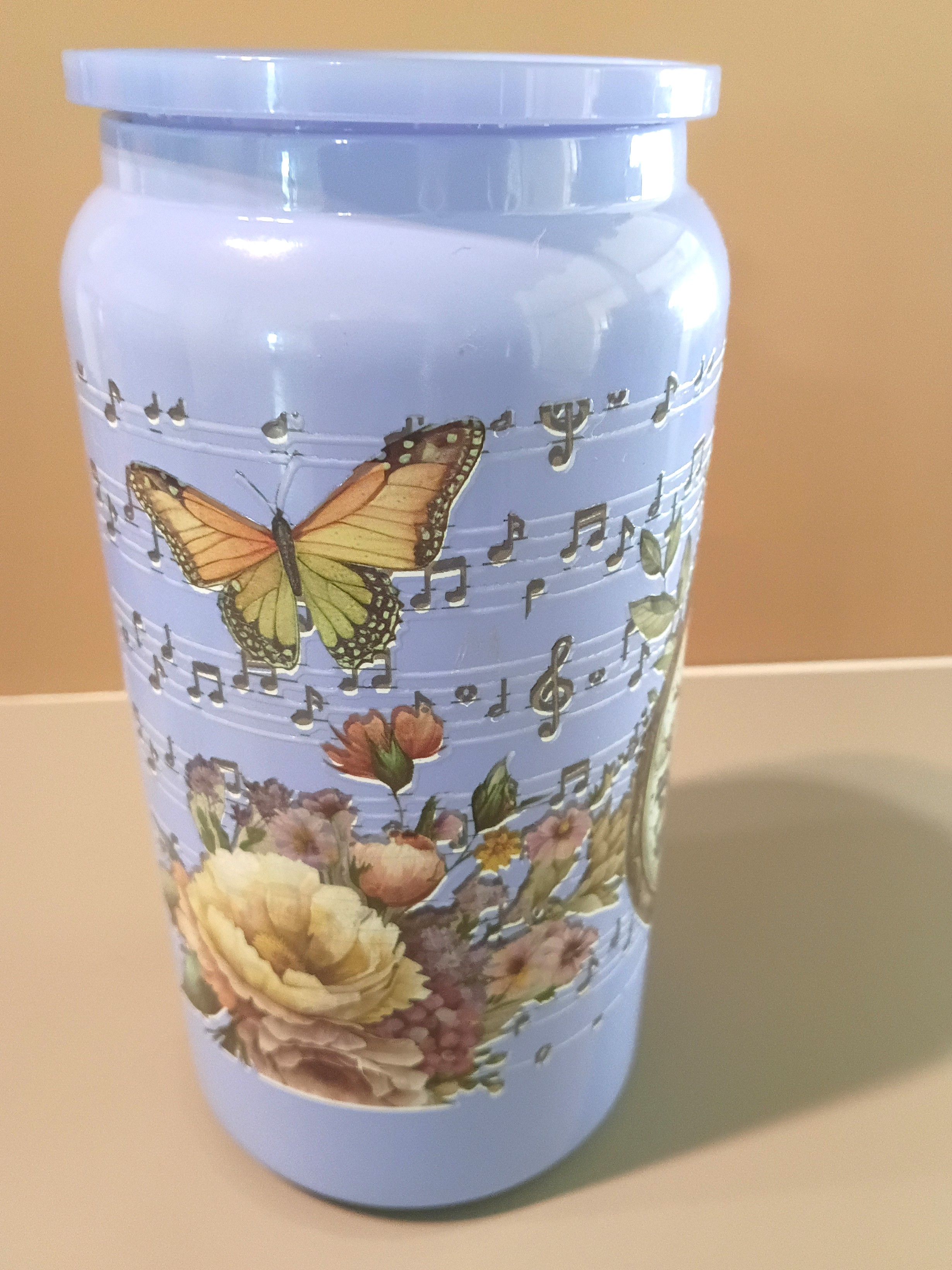 16 oz Stainless Steel Insulated Blue Floral Clock Design thumbnail 2