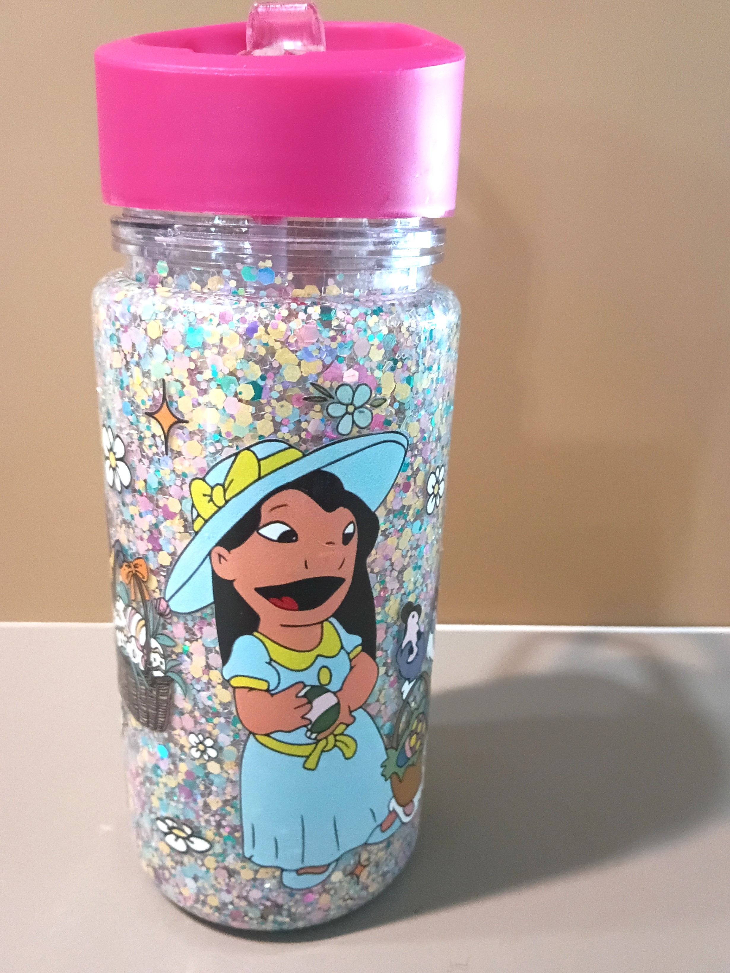 16 oz Milo and Stitch Glitter Sippy Cup thumbnail 3