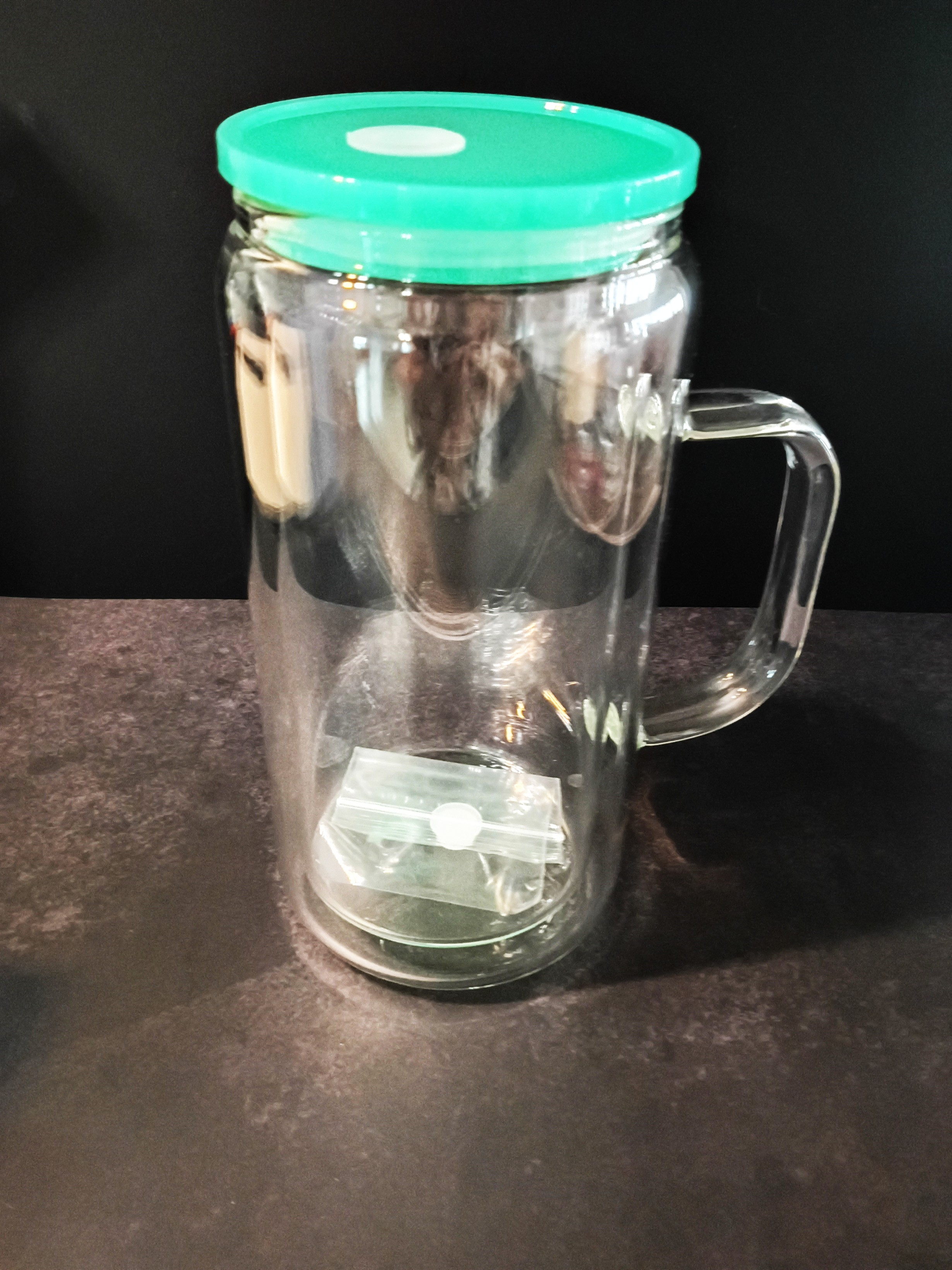 16 oz Glass Snowglobe Cup with handle