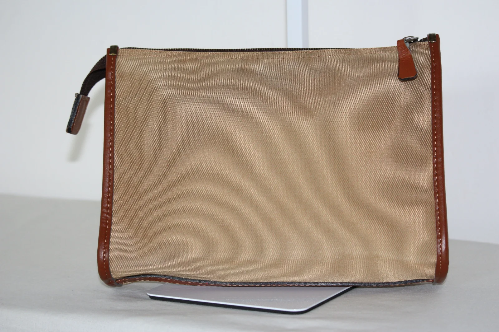 LANCEL VINTAGE CANVAS LEATHER CLUTCH BAG