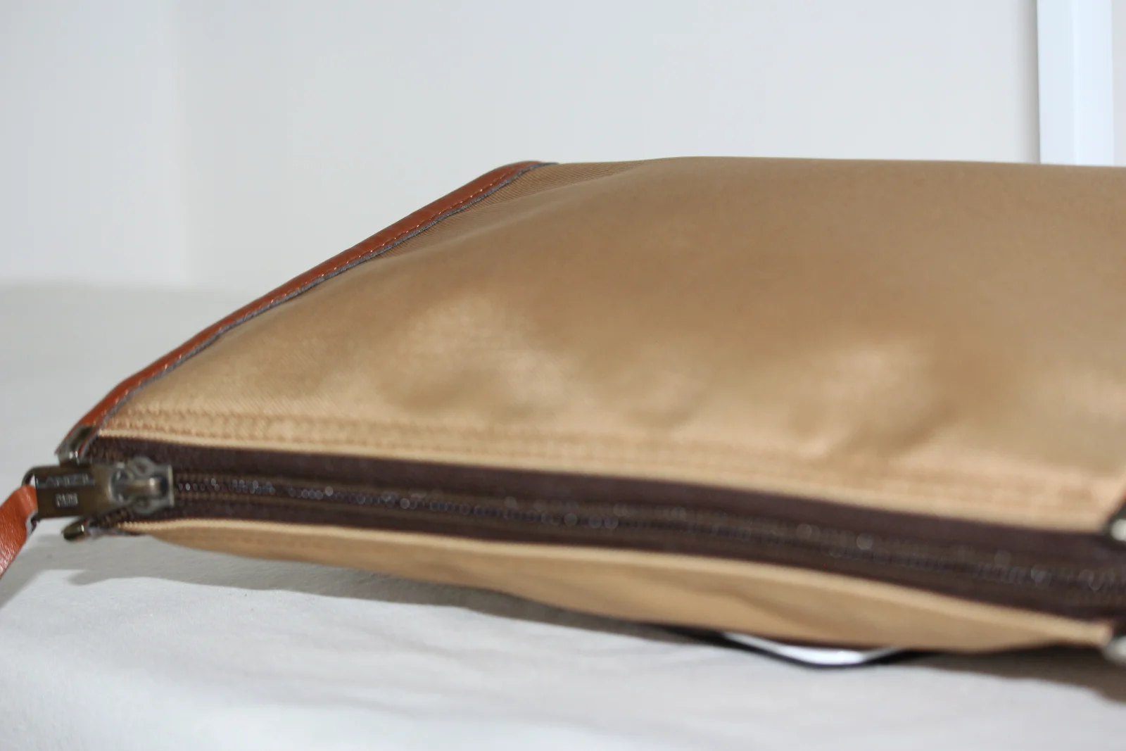 LANCEL VINTAGE CANVAS LEATHER CLUTCH BAG