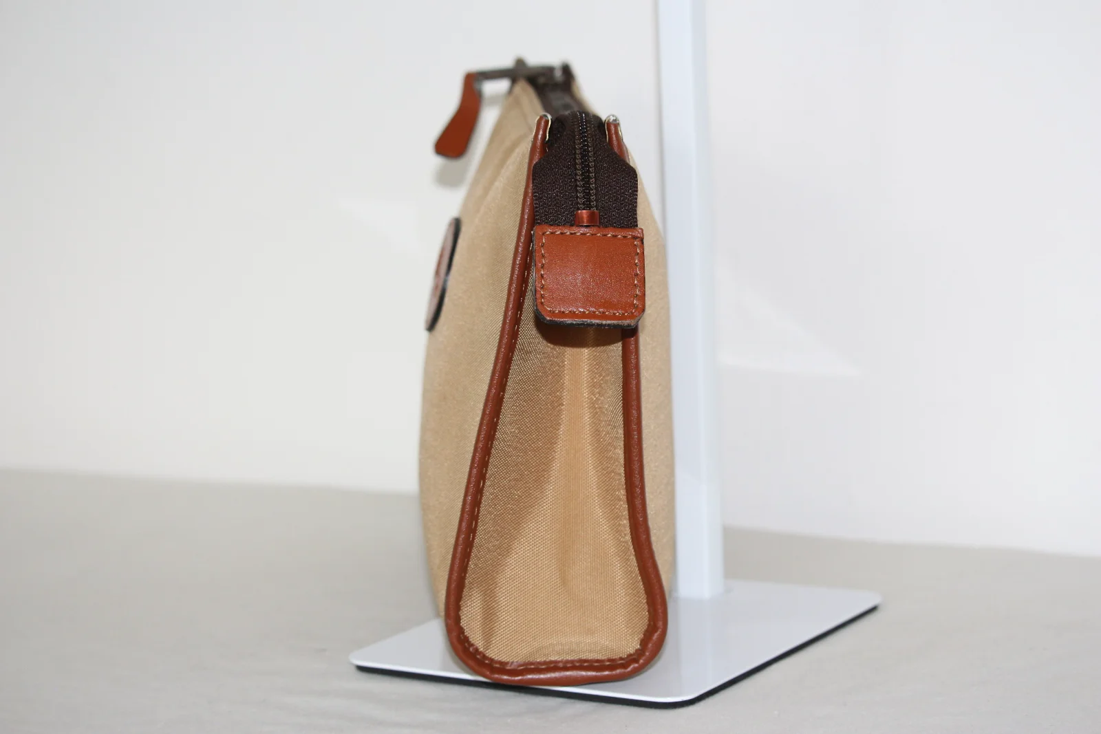 LANCEL VINTAGE CANVAS LEATHER CLUTCH BAG