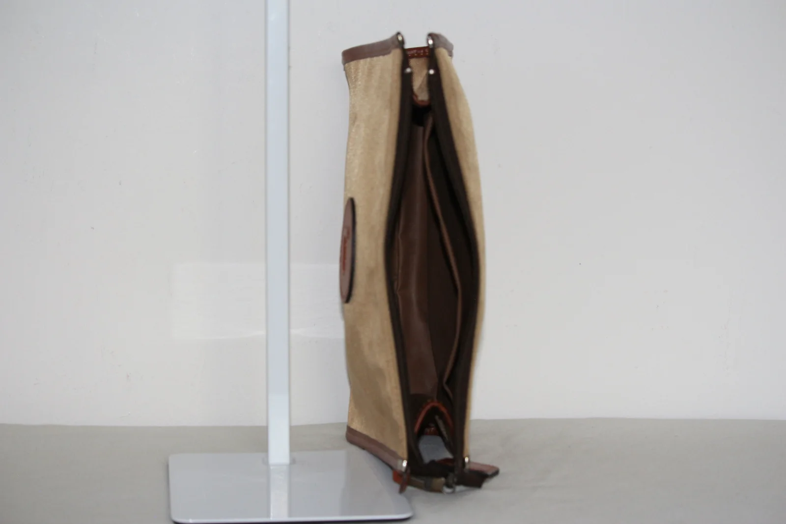 LANCEL VINTAGE CANVAS LEATHER CLUTCH BAG