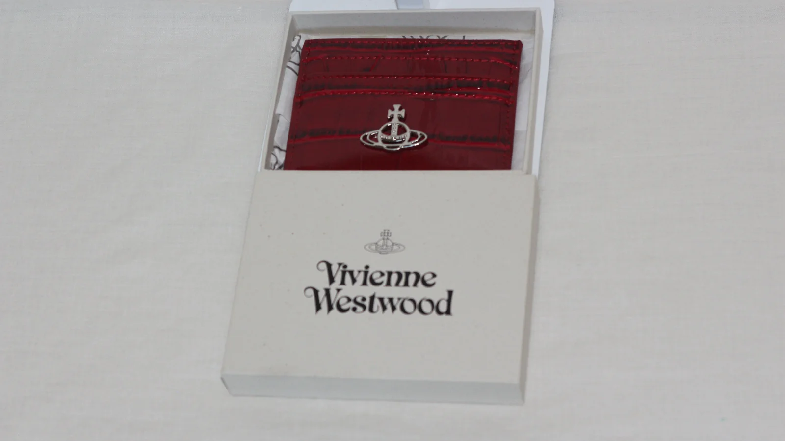 VIVIENNE WESTWOOD CROC-EMBOSSED LEATHER CARD HOLDER
