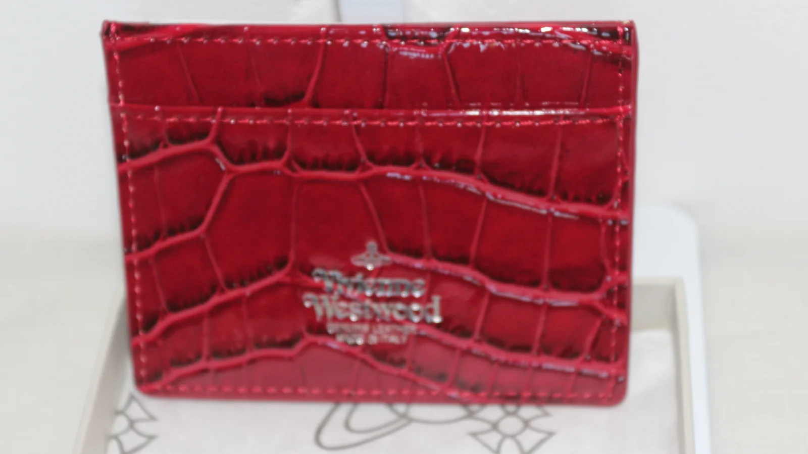 VIVIENNE WESTWOOD CROC-EMBOSSED LEATHER CARD HOLDER