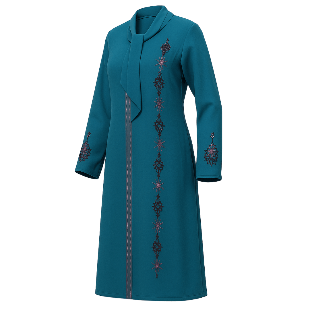 Teal Sequin Abaya with Matching Scarf