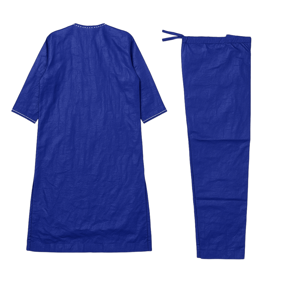 Men's Royal Blue African  2-Piece Set – Embroidered Top & Pants
