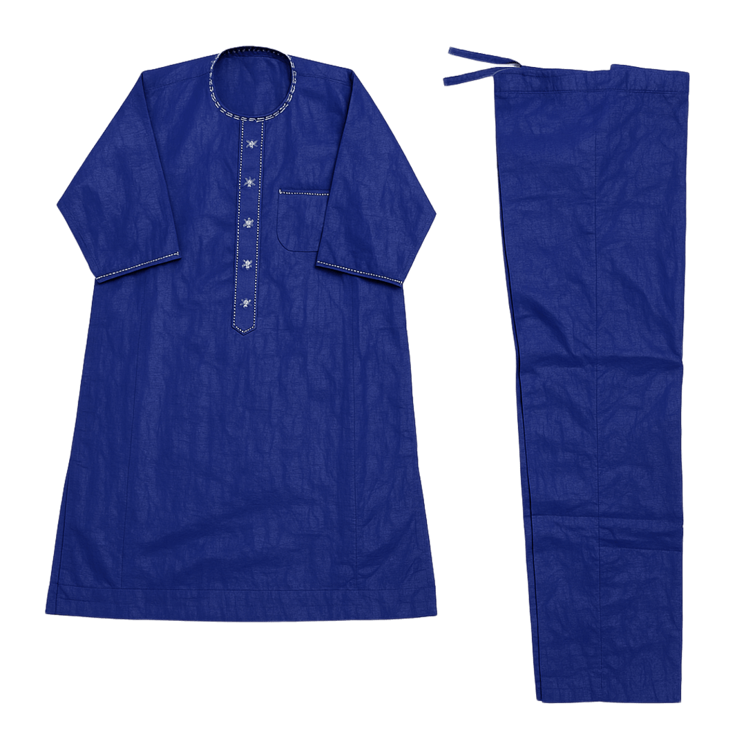 Men's Royal Blue African  2-Piece Set – Embroidered Top & Pants