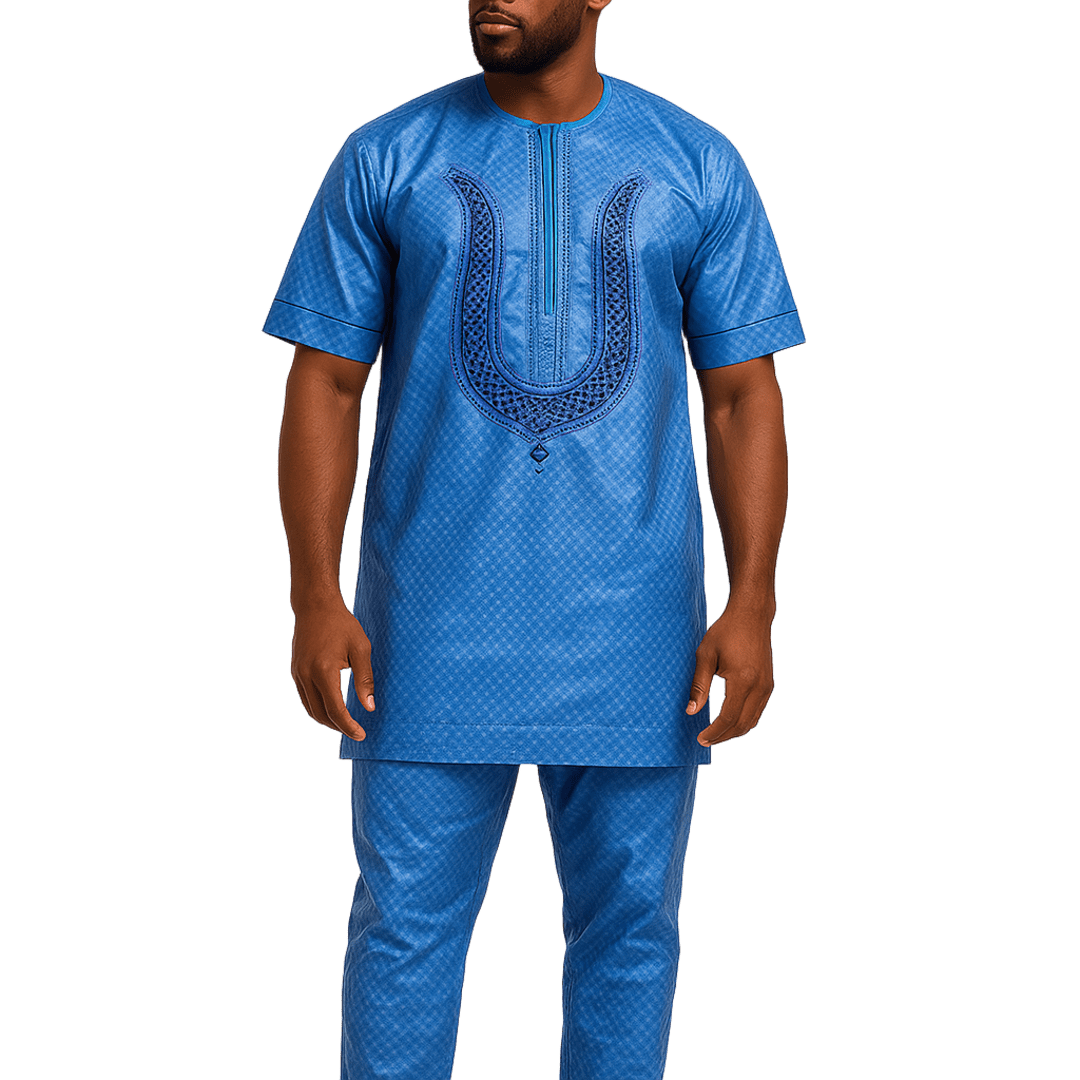 Men's 2-Piece Set – Short Sleeve Top & Pants (Sky Blue)