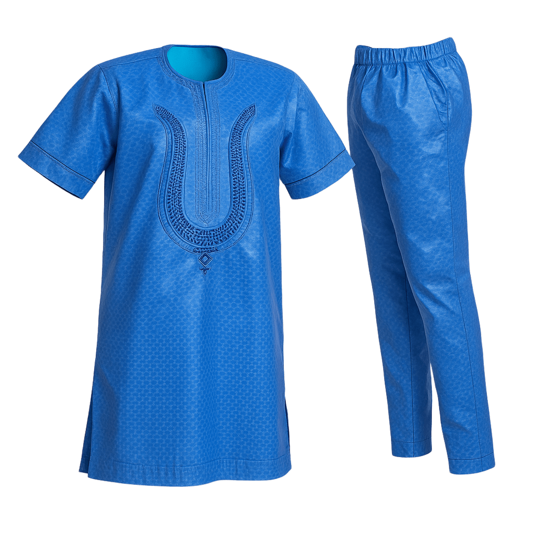 Men's 2-Piece Set – Short Sleeve Top & Pants (Sky Blue)