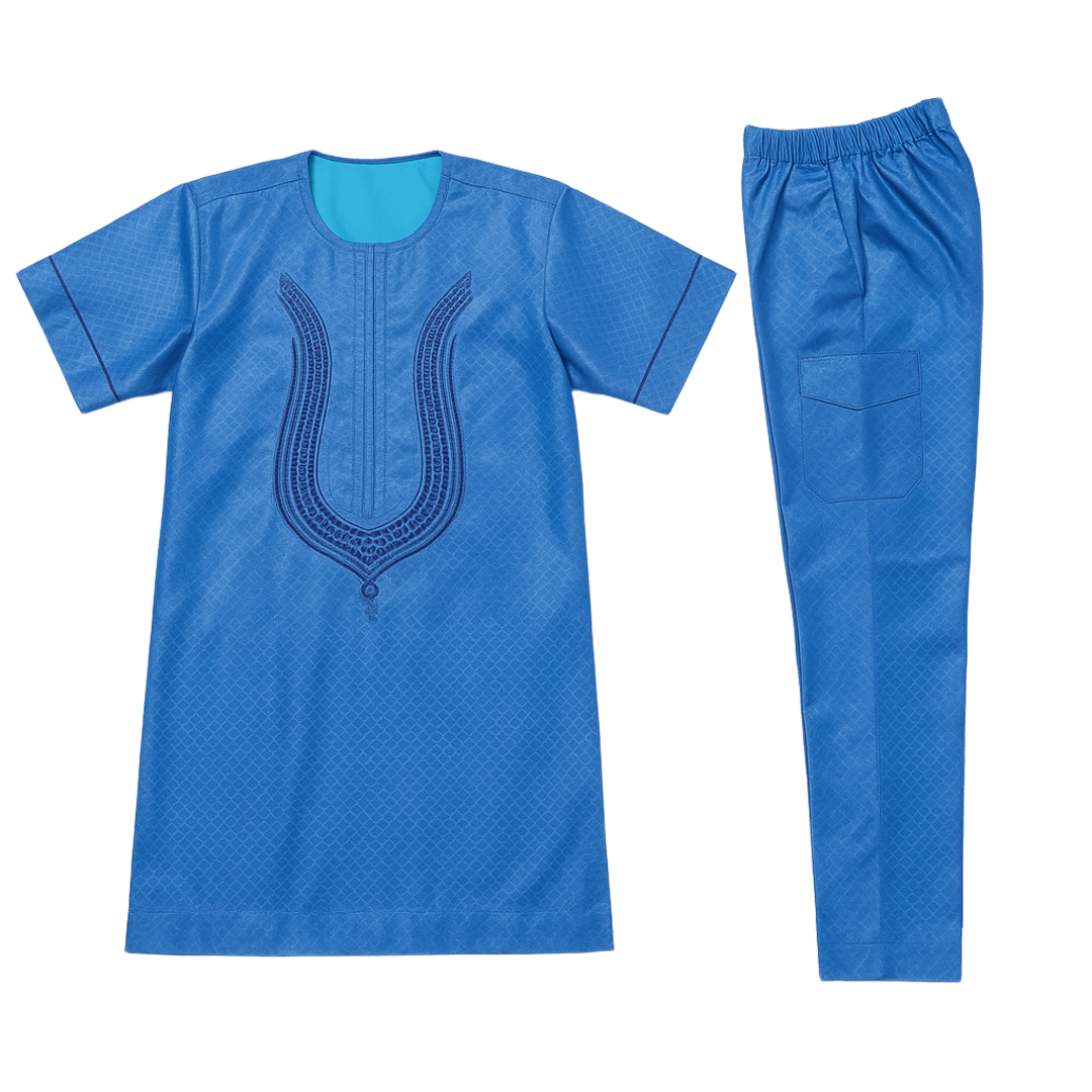Men's 2-Piece Set – Short Sleeve Top & Pants (Sky Blue)
