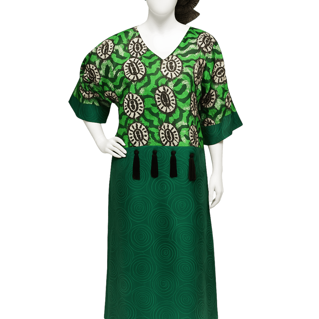 Green African  Kaftan Maxi Dress