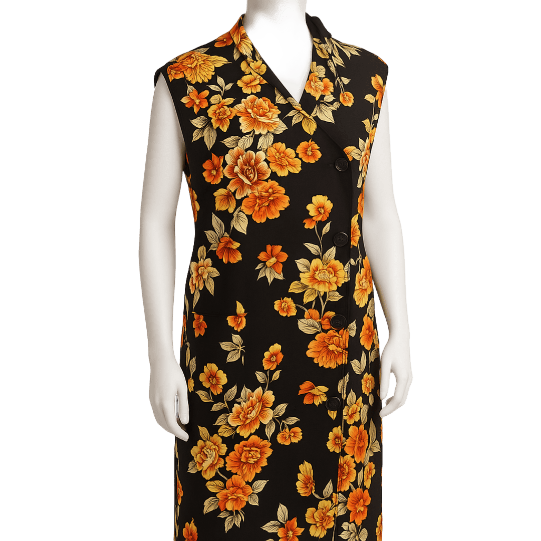 Black/Organge Floral Maxi Dress