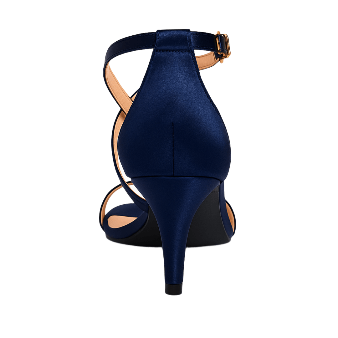 Navy Blue Satin  Heel