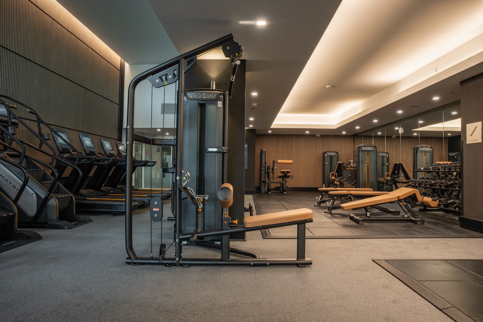 Gym photography in a JBG Smith developed building in Washington DC — commercial fitness and real estate photography