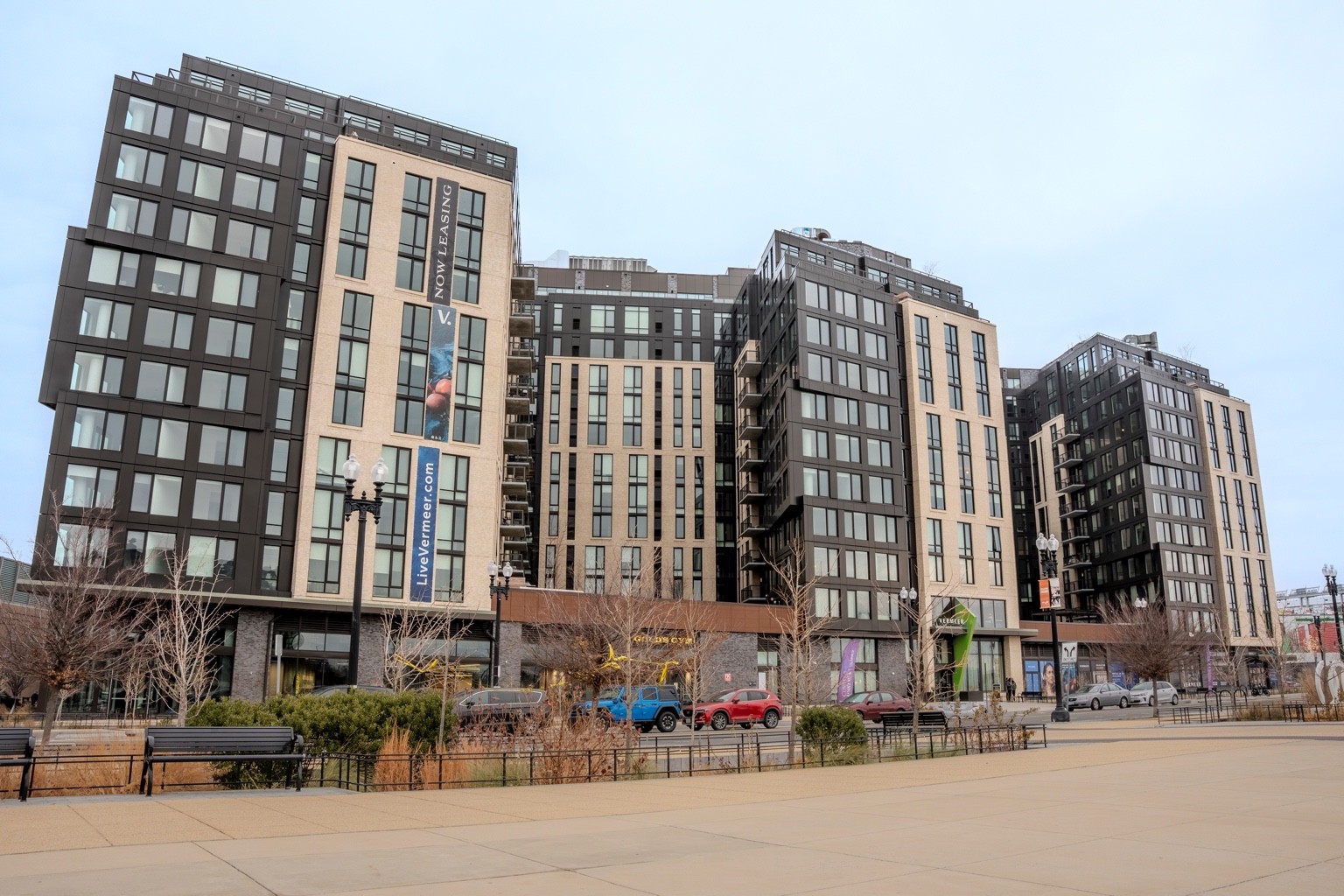 Exterior shot of The Vermeer, a new multifamily building in Washington DC — real estate development photography