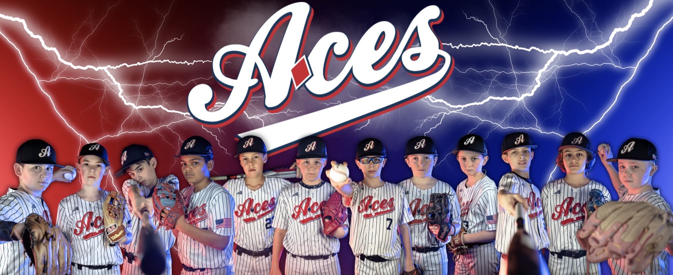 Loudoun Aces sports banner featuring team photo with custom edited logo background — sports team branding and graphic design