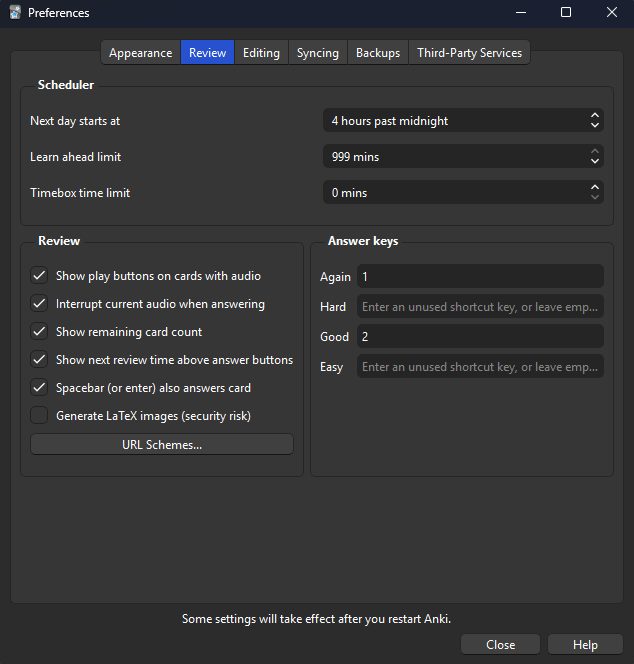 Anki Settings 2