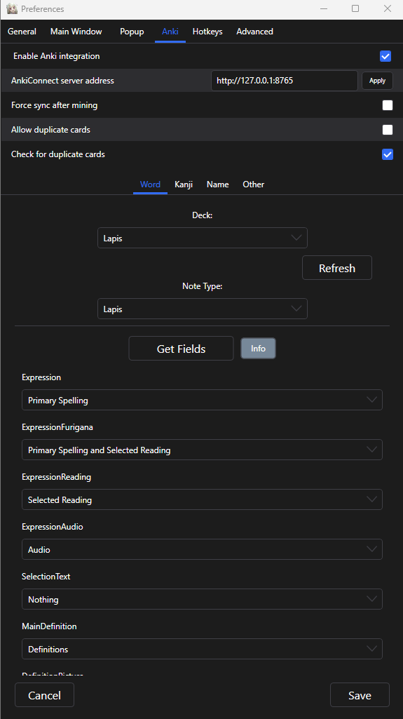 Anki Settings 1