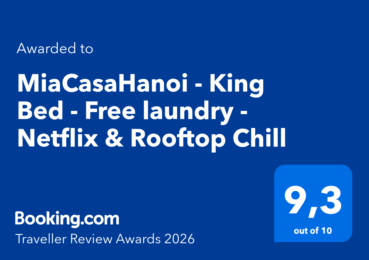 Booking.com Traveler Review Award 2026 with 9.3 rating for MiaCasa Hanoi