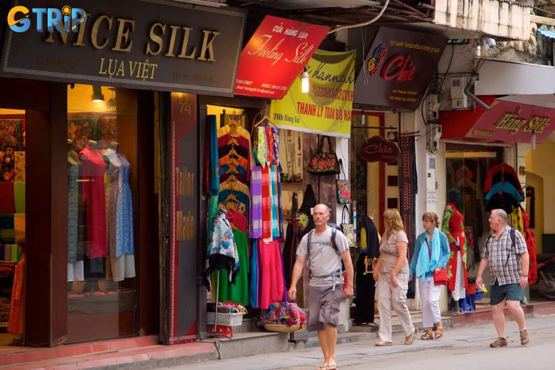 Hàng Gai Street - silk shops in Hanoi Old Quarter