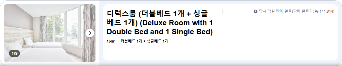 디럭스룸 (더블베드 1개 + 싱글베드 1개) (Deluxe Room with 1 Double Bed and 1 Single Bed)