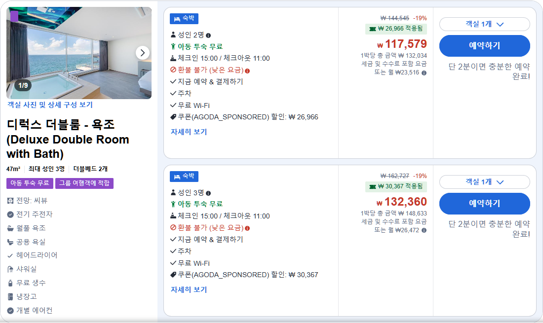 디럭스 더블룸 - 욕조 (Deluxe Double Room with Bath)