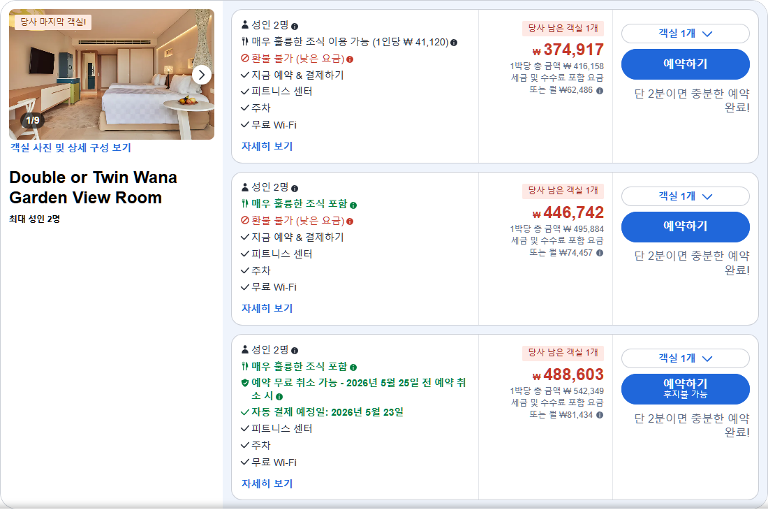 Double or Twin Wana Garden View Room