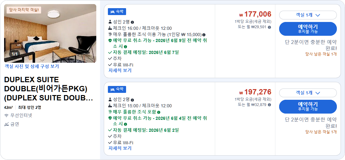 DUPLEX SUITE DOUBLE(비어가든PKG) (DUPLEX SUITE DOUBLE (Beer Garden PKG))