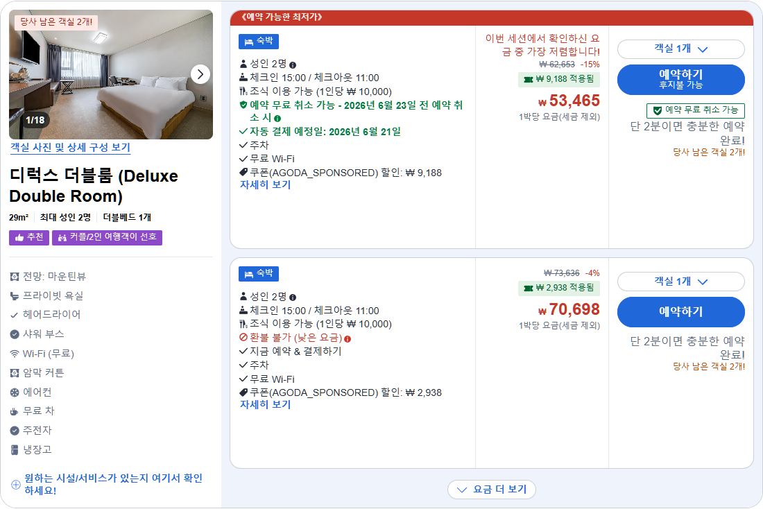 디럭스 더블룸 (Deluxe Double Room)