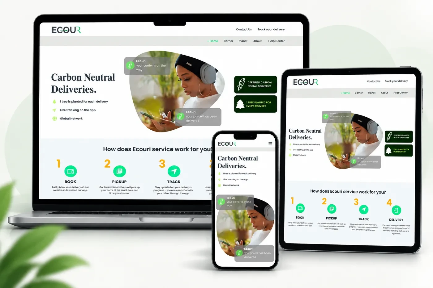 Ecouri: Carbon-neutral global delivery network.
