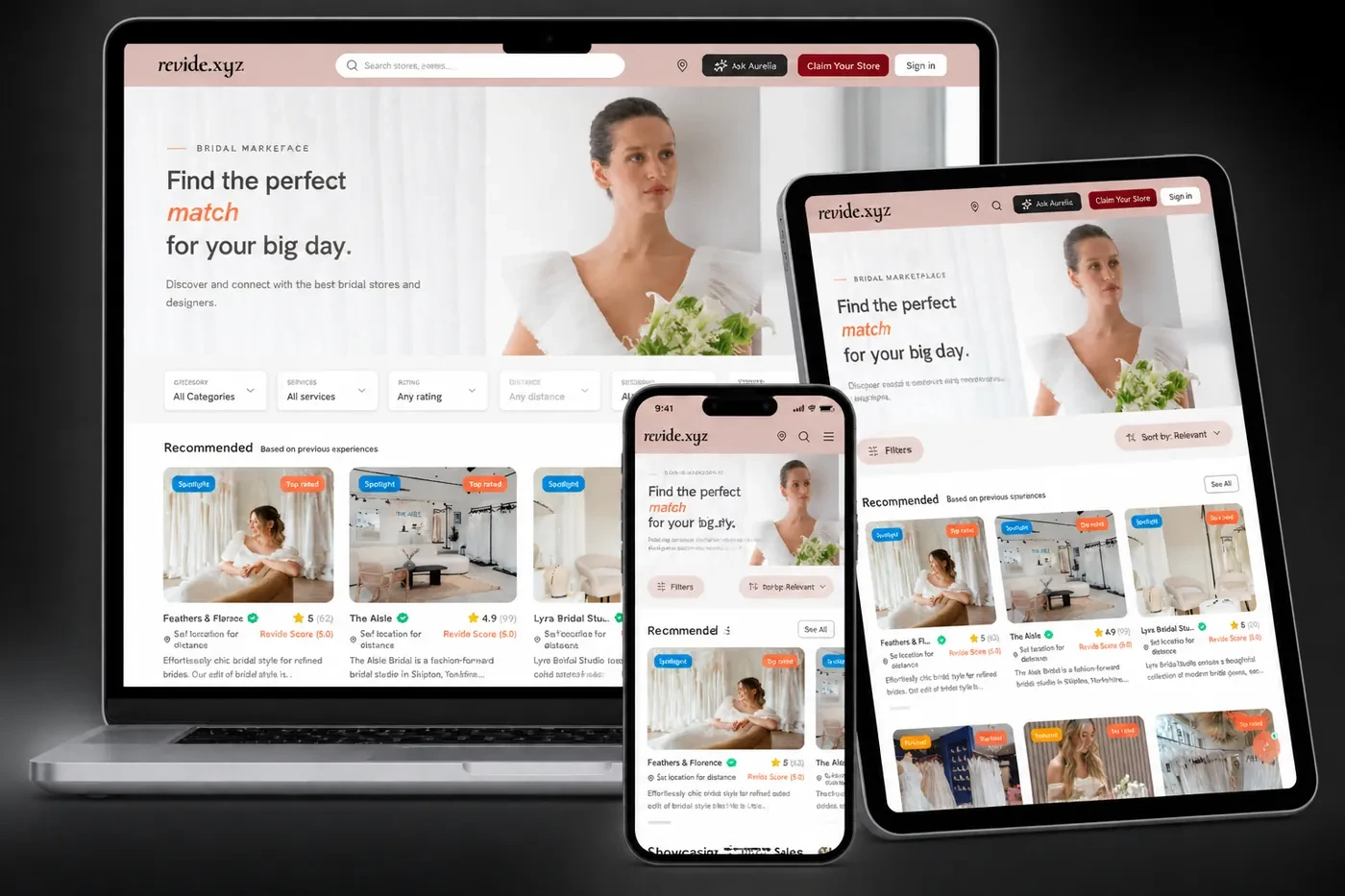 Revide: The UK's first booking platform for bridal stores.