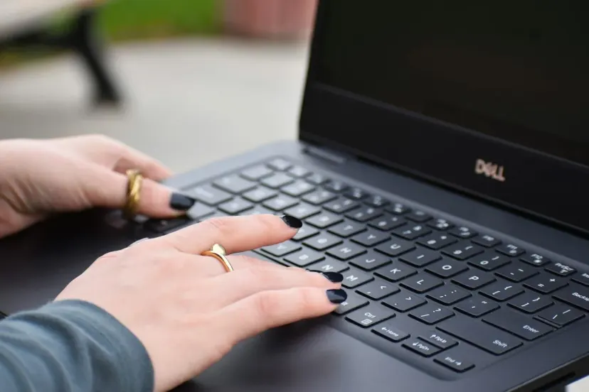 Working on a laptop