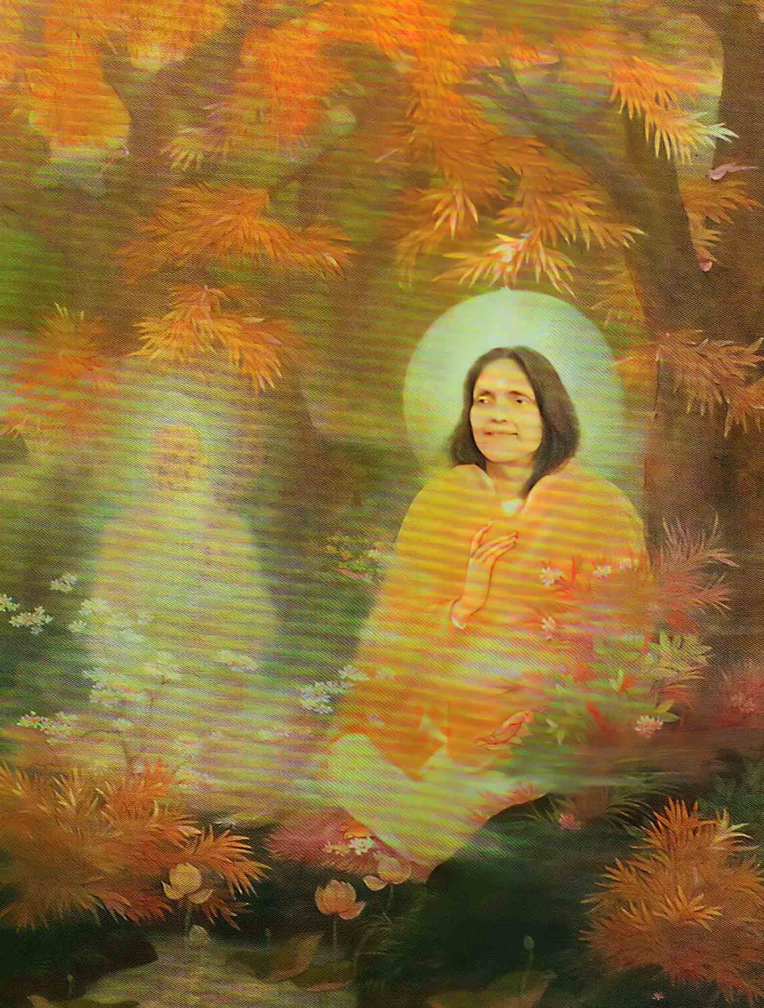 Peinture de Ratan Acharya représentant Mâ Ânandamayî