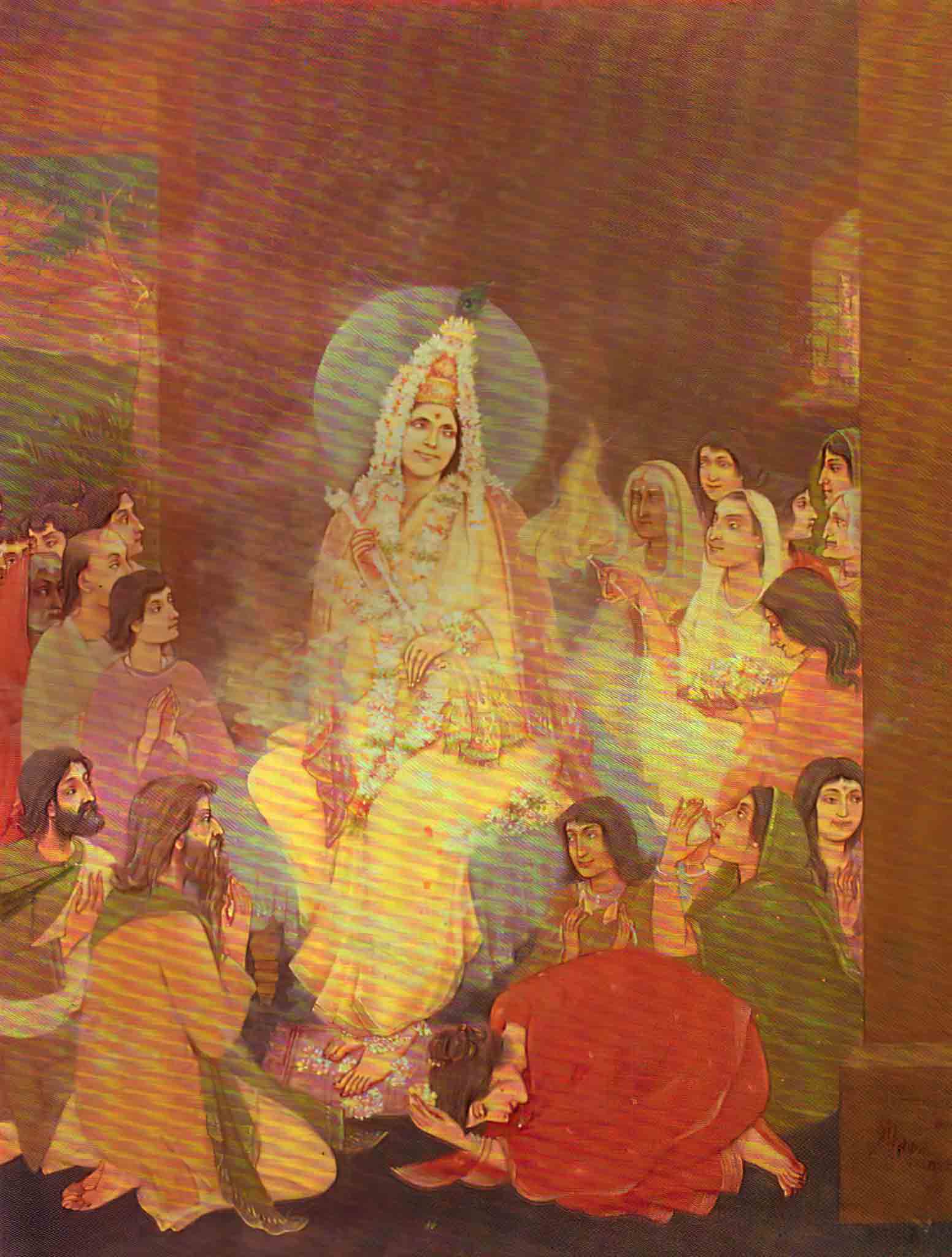 Peinture de Ratan Acharya représentant Mâ Ânandamayî