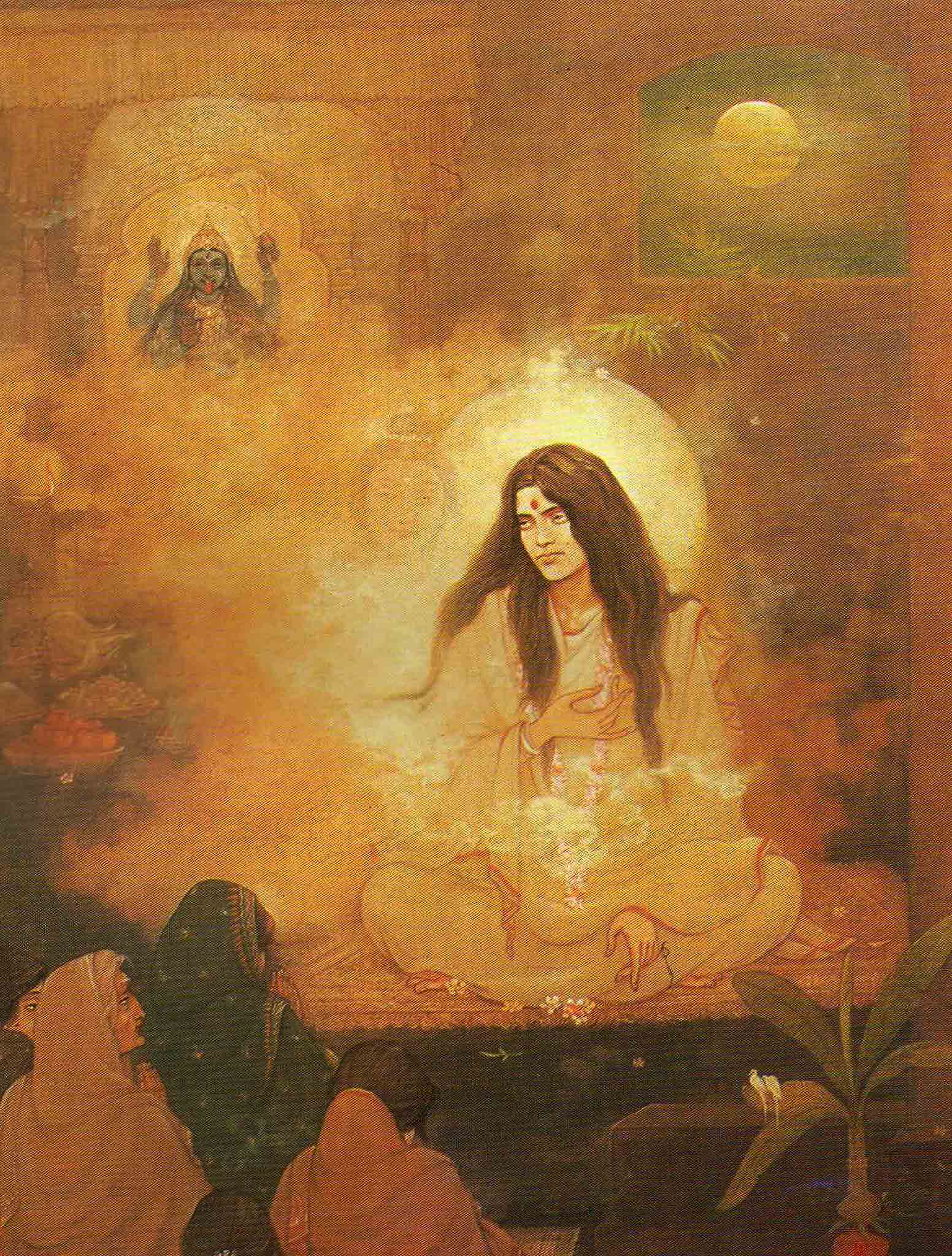 Peinture de Ratan Acharya représentant Mâ Ânandamayî