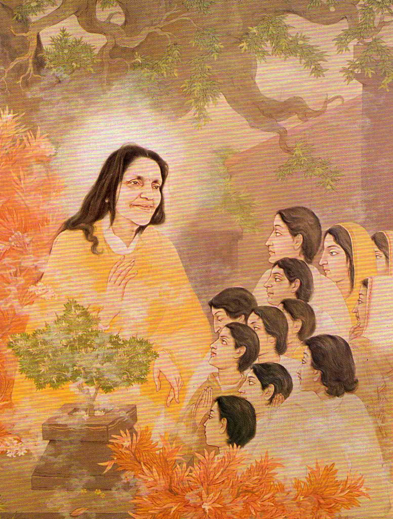 Peinture de Ratan Acharya représentant Mâ Ânandamayî