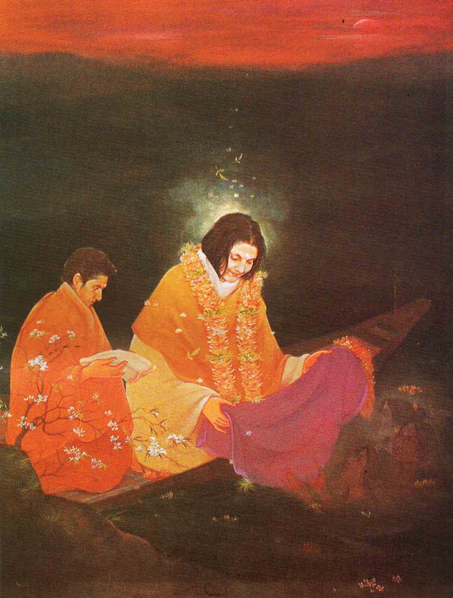 Peinture de Ratan Acharya représentant Mâ Ânandamayî