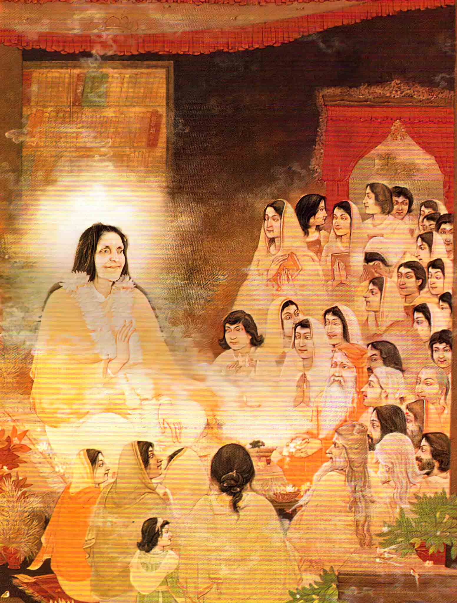 Peinture de Ratan Acharya représentant Mâ Ânandamayî