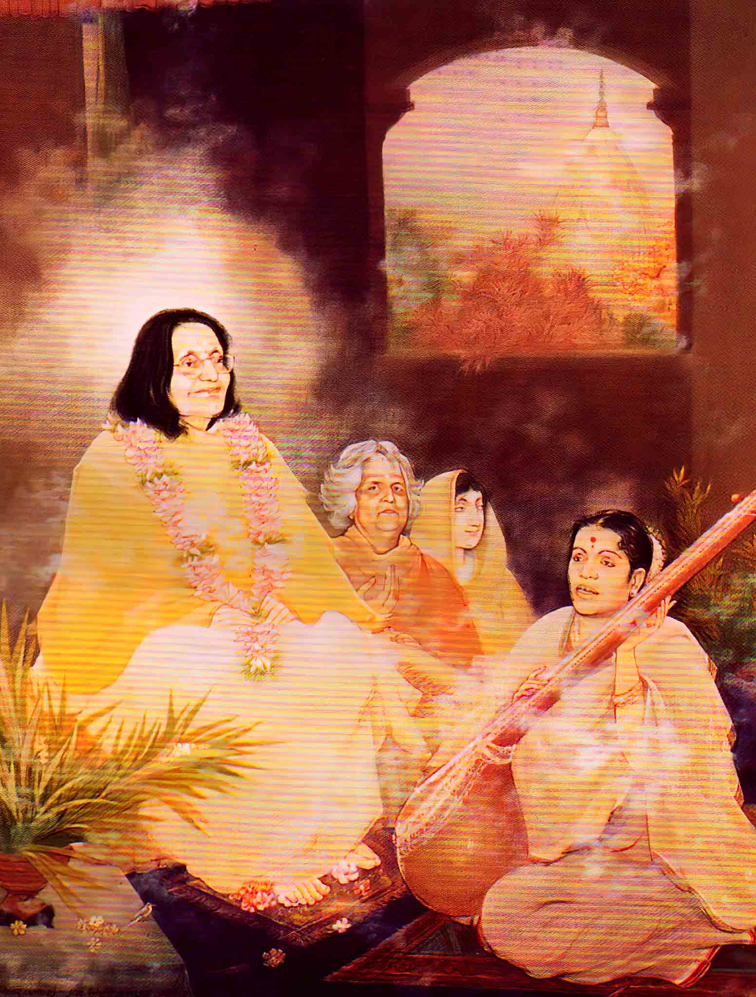Peinture de Ratan Acharya représentant Mâ Ânandamayî